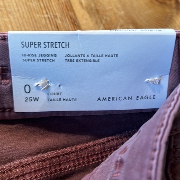 NWT American Eagle Hi Rise Belted Jegging Super Stretch Mauve 0 25W Short - Picture 11 of 12